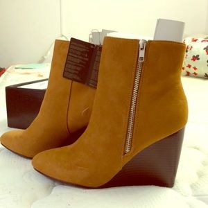 F21 wedge ankle boots faux suede